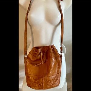 Vintage Mexican leather handmade shoulder bag